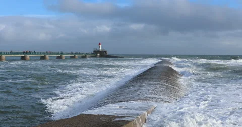 Storm on the breakwater Stock Footage 142061620