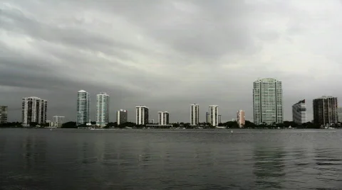 Storm brewing over Miami Stock Footage 831247