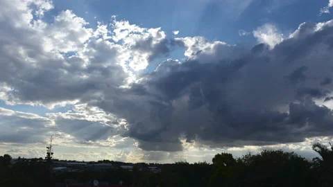 Storm brewing with Timelapse  Cloudlapse of Cloud cover over suburban area Stock Footage 202999414
