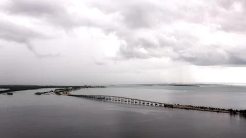 Storm at Bridge to Key Biscayne Stock Photos