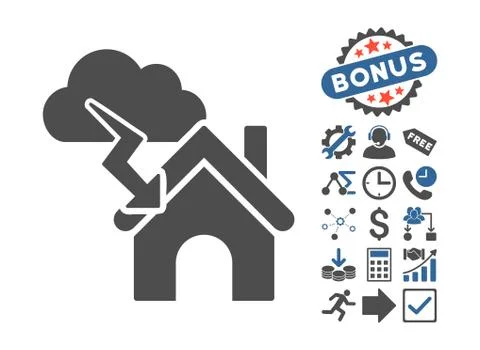 Storm Building Flat Vector Icon With Bonus 스톡 일러스트