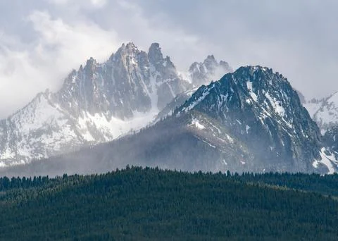 Storm building in the Sawtooth Range, central Idaho Stock Photos