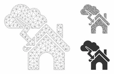 Storm Building Vector Mesh Network Model and Triangle Mosaic Icon Ilustración de archivo