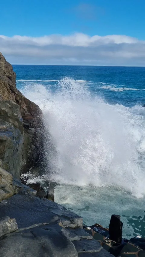 Storm at Charko De La Laja, waves crashing. Stock Footage 307632195