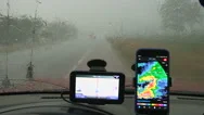 Storm Chaser Caught In Severe Thunder And Rain Storm Stock Footage