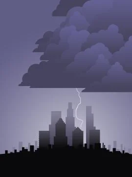 Storm in the city Stock Illustration