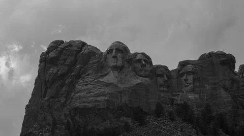 Storm Clears at Mount Rushmore BW 4K Stock Footage 61525806