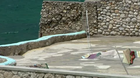 Storm Clothesline Blowing Stock Footage 22159615