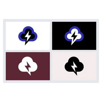 Storm Cloud and Lightning Bolt Vector Icon Set Illustrazione stock