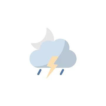 Storm, cloud and moon. Flat icon. Isolated weather vector illustration Stock Illustration