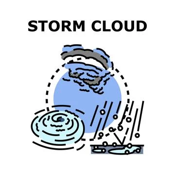 Storm cloud and weather phenomena vector illustration 库存插图