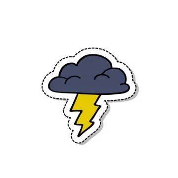 Storm cloud doodle icon, vector sticker illustration Stock Illustration