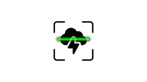 Storm cloud icon scanning animation with green laser light line in viewfind.. Stock Footage 346498850