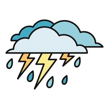 Storm cloud with lightning and rain icon Stock Illustration