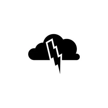Storm Cloud with Lightning Bolt Weather Icon  Graphic Design Element Illustration