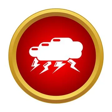 Storm cloud with lightning bolt weather icon Stock Illustration