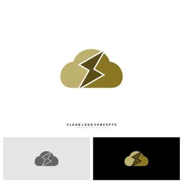 Storm Cloud Logo Design Concept Vector. Thunder Cloud Logo Template Vector Stock Illustration