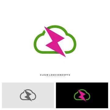 Storm Cloud Logo Design Concept Vector. Thunder Cloud Logo Template Vector Stock Illustration