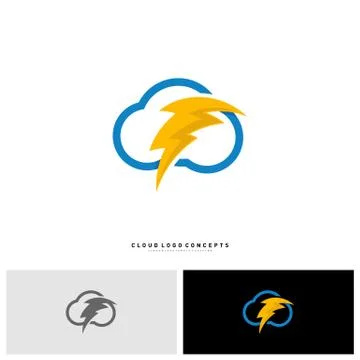 Storm Cloud Logo Design Concept Vector. Thunder Cloud Logo Template Vector Stock Illustration