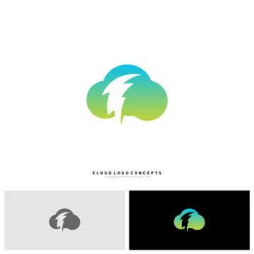 Storm Cloud Logo Design Concept Vector. Thunder Cloud Logo Template Vector Stock Illustration