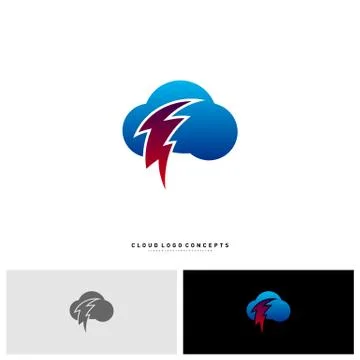Storm Cloud Logo Design Concept Vector. Thunder Cloud Logo Template Vector Stock Illustration