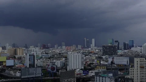 Storm cloud over Bangkok city time lapse Stock Footage 78361139