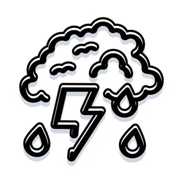 Storm cloud producing lightning and falling raindrops Stock Illustration