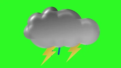 Storm cloud rain lightning icon animation 3d cartoon 動画素材 317969630
