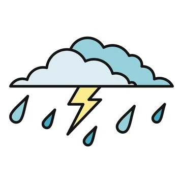 Storm cloud raining with lightning weather icon Stock Illustration