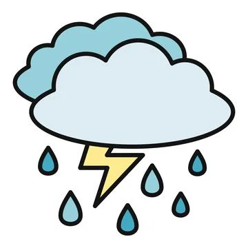 Storm cloud raining with lightning weather icon Stock Illustration