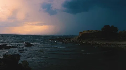 Storm Cloud thunder Coast Beautiful Scenic Dramatic - Saturated Stock Footage 109352253