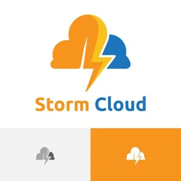 Storm Cloud Thunder Storm Nature Tech Logo Stock Illustration