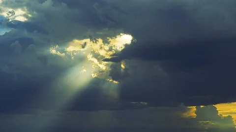 Storm Cloud Time Lapse With Sun Beams Stock Footage 94614740