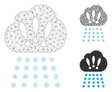 Storm Cloud Vector Mesh 2D Model and Triangle Mosaic Icon Stock Illustration