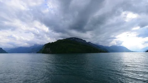 The storm with clouds above Lake Lucerne in the canton Schwyz Stock Footage 50161346