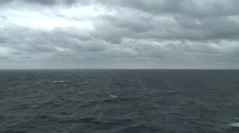 Storm Clouds Above Waves and Whitecaps in Caribbean Sea Stock Footage 54713901