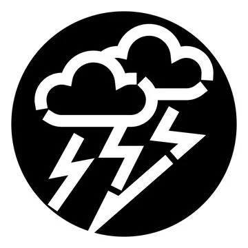 Storm clouds and lightning bolt weather icon Stock Illustration