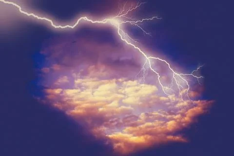 Storm Clouds and Lightning 스톡 일러스트