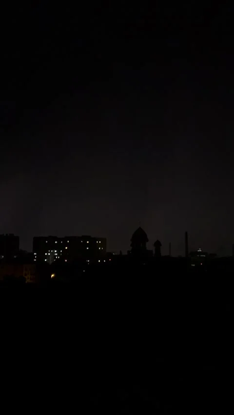 Storm clouds and lightning in the night sky. Vertical video. 動画素材 297061819