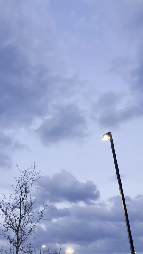 Storm Clouds and Streetlight at Dusk Video stock 344900716