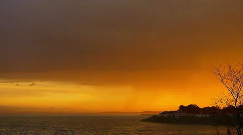 Storm Clouds and Sunset Time Lapse, Over Water Stock Footage 38274002