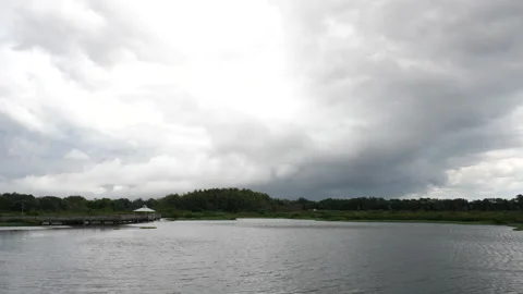 Storm Clouds Approach Green Cay Lake Stock Footage 316421013