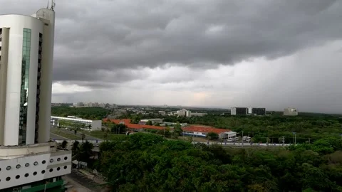 Storm Clouds Approaching City Buildings Stock Footage 301646543