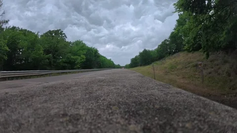 Storm Clouds Approaching Over Rural Oklahoma Road Timelapse Stock Footage 335216647