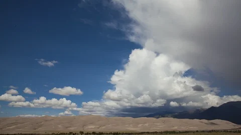 Storm clouds building, Sangre de Cristo Mountains, Great Sand Dunes 4K Timelapse Stock Footage 126157650