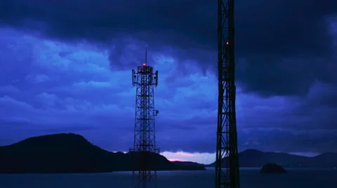 Storm clouds coming over Communications Towers Stock-Footage 57239257