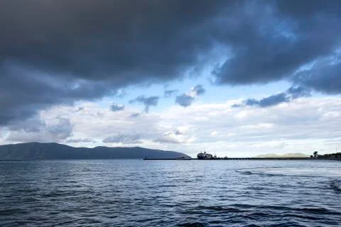 Storm clouds coming upon the peninsula. Stock Photos