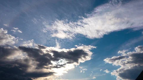 Storm clouds cover the blue sunset sky. Timelapse Video stock 135180566