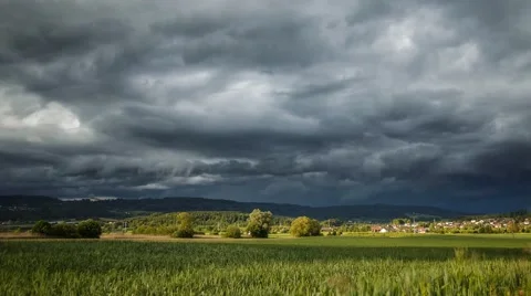 Storm clouds during sunset over Germay - Time Lapse Stock Footage 63954155