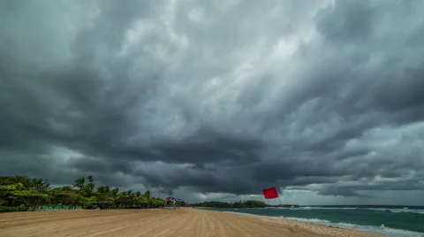 Storm clouds fast pass over Nusa Dua Beach. 4K Timelapse - Bali, Indonesia, June Stock Footage 65236003